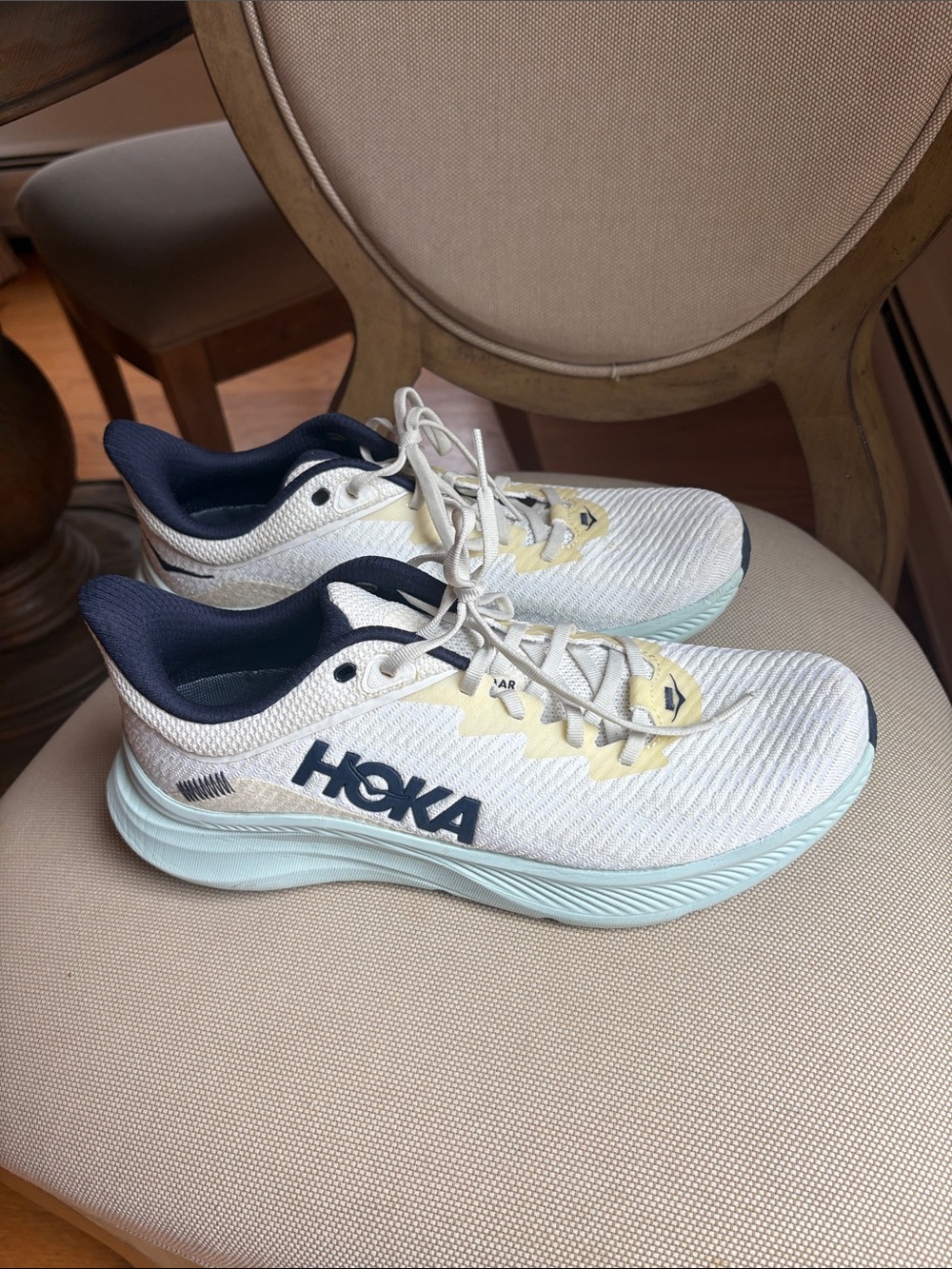 Hoka Women's White, Navy & Pale Blue Running Shoes US 11B